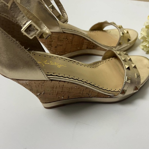 Lily Pulitzer Women's Gold Wedge Sandals - Picture 4 of 10